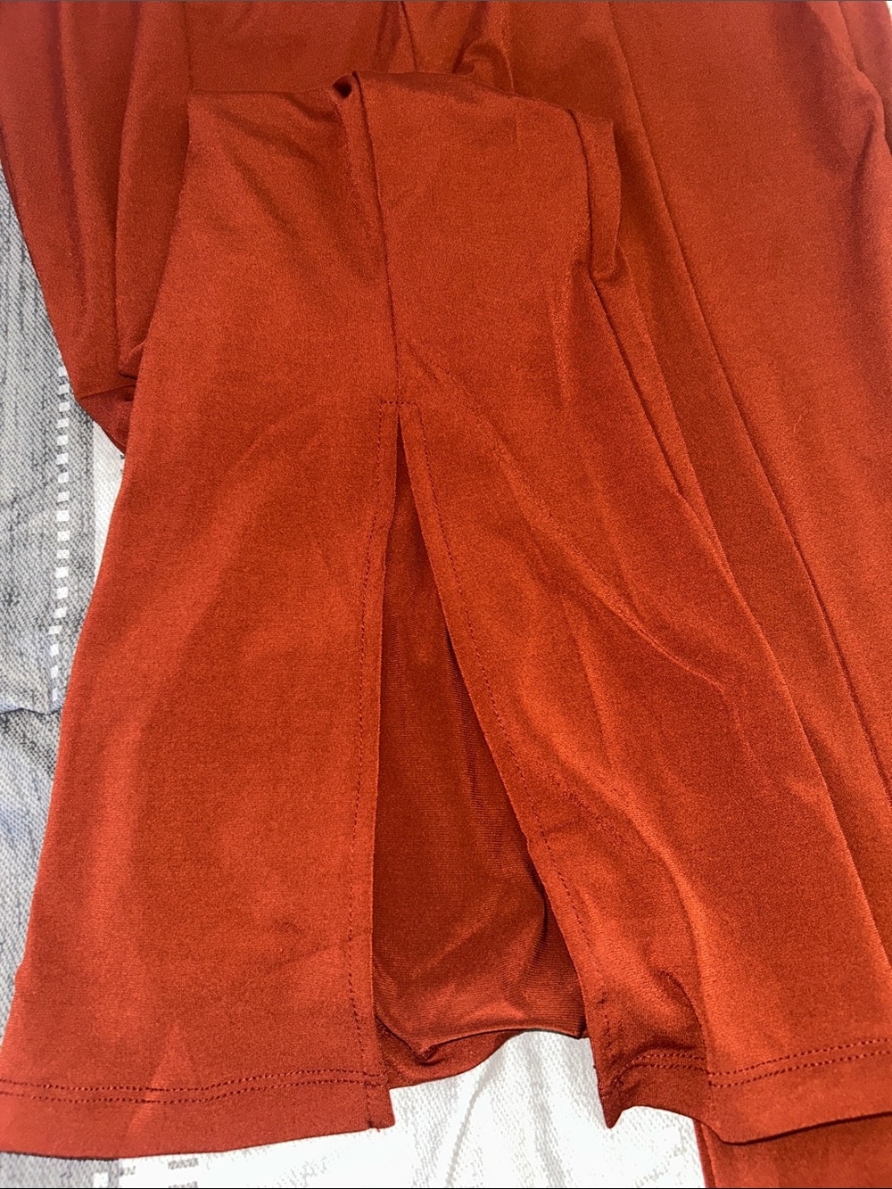 Zenana Women's Rust Wide-Leg Pants & Sleeveless Drape Vest Set. Size lg/ xl - Picture 5 of 5